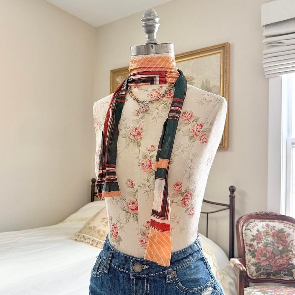 70s multicolor striped skinny‎ scarf